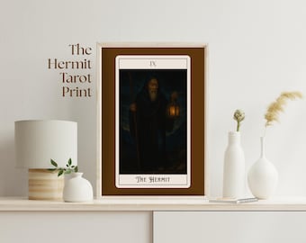 The Hermit Tarot Card Print – Mystical Digital Art Poster – Printable Tarot Wall Decor