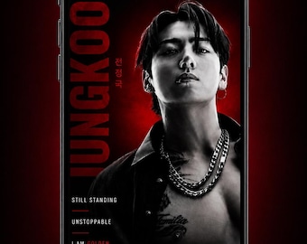 BTS OT7 Phone Wallpaper Bundle | Luxury Black Crimson Kpop Lock Screen (Digital Download)