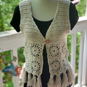 70s Inspired Crochet Boho Vest | Hippie Festival Clothing | Handmade Layering Top | Retro Summer Outfit | Boho Concert Wear