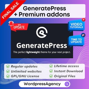 GeneratePress Premium | GeneratePress、WordPressプラグイン、WordPressテーマ、生涯アップデート、最新バージョン