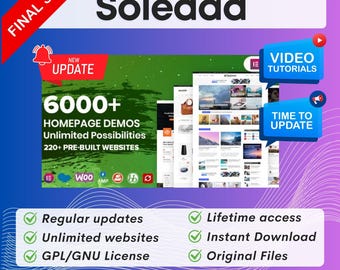 Soledad – multifunctioneel, krant, blog, WooCommerce WordPress-thema | Wordpress-thema's, levenslange updates, nieuwste versie