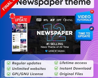 Krant: het beste nieuws en WooCommerce WordPress-thema | Wordpress kranten, WordPress-thema's, levenslange updates, nieuwste versie