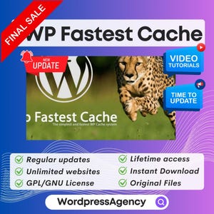 WP Fastest Cache - WordPressに最適なキャッシュプラグイン | WordPressの速度、WordPressのキャッシュ、WordPressプラグイン、生涯アップデート、最新バージョン