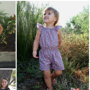 Puede incluir: Un collage de imágenes que muestran a niños usando diferentes estilos de monos coloridos. Los monos están hechos de varias telas y presentan diferentes patrones, incluyendo diseños florales, de estampado animal y geométricos.