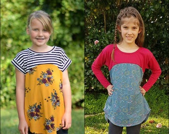 Cuffed Dolman - GIRLS PDF pattern and Tutorial - NB-12yrs - by LittleKiwisCloset