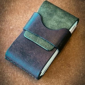 Leather Mini Flap Wallet, Slim Front Pocket Card Holder, Custom Two Tone Italian Pueblo Wallet