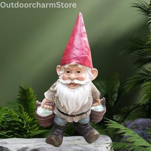 Large Garden Gnome Statue – Resin Old Man Elf Figurine – Outdoor Yard Decor – Courtyard Dwarf Ornament – Home Garden Decoration 30x19cm