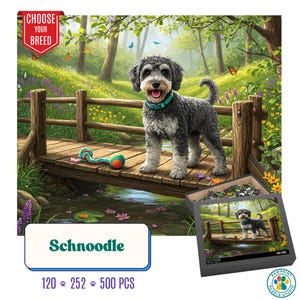 Puzzle Schnoodle / Cucciolo riccio sul sentiero nel bosco in primavera / Regalo per gli amanti del Doodle Mix / Puzzle divertente e rilassante per tutte le età