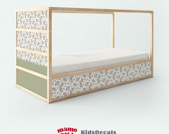 Ramas + vieira verde: juego de calcomanías para cama infantil, decoración de hojas, diseño de habitación infantil, idea de regalo para niños, sala de juegos, calcomanías para cama.
