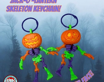 Jack-O’-Lantern Skeleton Keychain! 3D Printed Halloween Fidget Toy