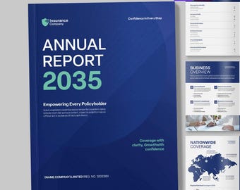 Annual Report Template Corporate Design Editable Business Summary in Canva, InDesign IDML, InDesign INDD