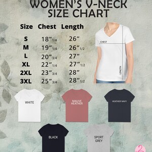 a woman's v - neck size chart with measurements
