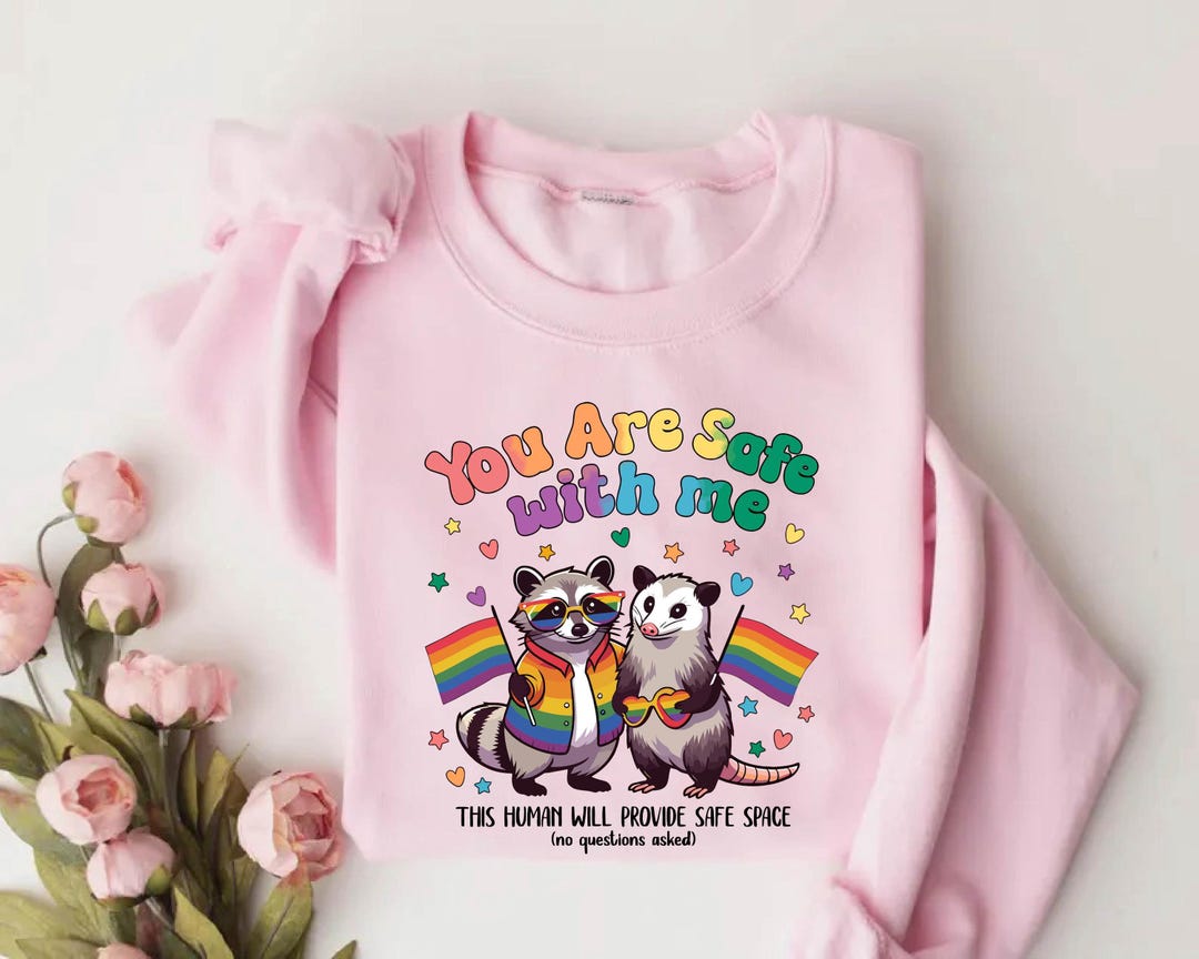 You Are Safe With Me Gay Pride Funny Raccoon LGBT Shirt,lgbt Friendly ...