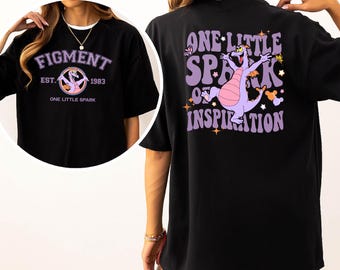 Disney Figment 2 Sides Comfort Colors Shirt: One Little Spark Of Inspiration T-Shirt,Purple Dragon Tee,Disney Epcot Shirt