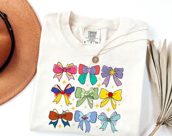 Disney Princess Cute Ribbons And Bows T-Shirt,Disney Princess Coquette Bow Shirt,Disney Princess Comfort Colors Shirt,Disneyland Tees