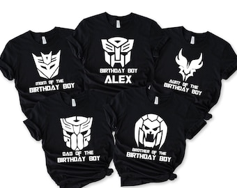 Custom Transformer Birthday T-Shirt: Auto Bots Family Matching Tee