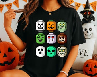 Halloween Brick Heads Shirt,Spooky Zombie Tee,Pumpkin Design Sweatshirt