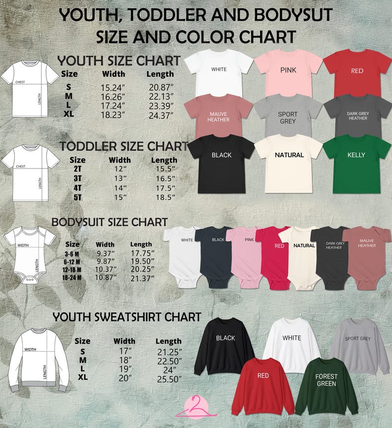 a poster showing the sizes of children's clothing