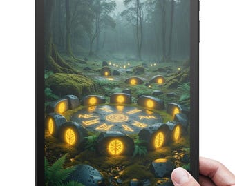 Stone Circle Rain AI Video: Fantasy Forest Loop (MP4 & Image File)