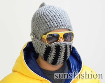 Helmet Winter Hat Mens handmade beanie mask. Good for winter sports like snowboard and ski. Made to order.