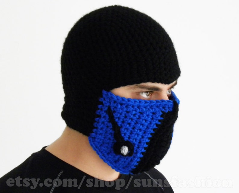 Sub-Zero Mortal Kombat teen boy gift Accessories Mask Beanie Hat Slouch Handmade Winter Men Snowboard Ski Hat unisex FREE SHIPPING image 2