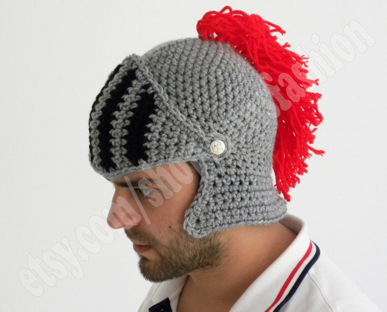 Winter Hats Game of thrones Boyfriend gift Winter hat Knight Helmet Mens hat gift Crochet bike mask Winter Knit Cap, Mens Knitted Beanie image 3