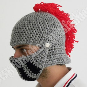 Winter Hats Game of thrones Boyfriend gift Winter hat Knight Helmet Mens hat gift Crochet bike mask Winter Knit Cap, Mens Knitted Beanie image 2