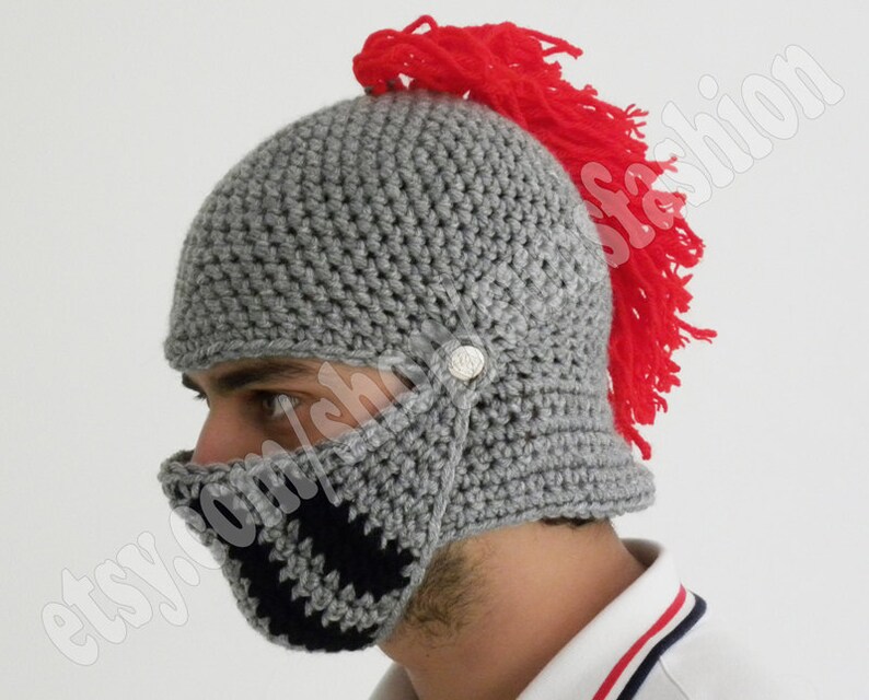 Winter Hats Game of thrones Boyfriend gift Winter hat Knight Helmet Mens hat gift Crochet bike mask Winter Knit Cap, Mens Knitted Beanie image 2