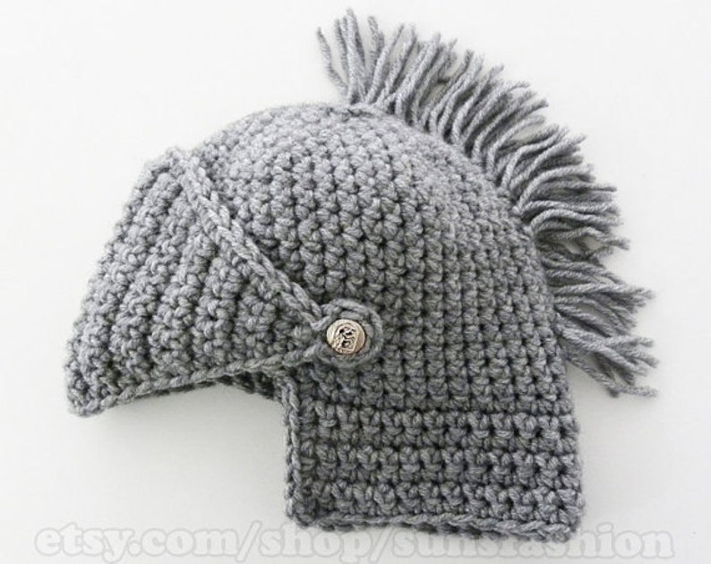 Crocheted Knight Helmet Hat Crochet Slouch Mens Red Etsy