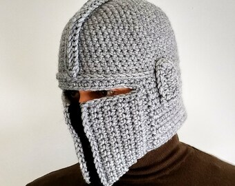 Mandolorian Helmet Star Wars inspired crochet hat mask Long Beanie winter men boy unisex gift ski snowboard