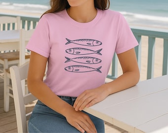 Sardine Comfort Colors Tee, Coastal Fish Shirt, Summer Vibes T-shirt, Gift for Him, Gift for Her, Fishing Tee Gift, Eco-Friendly Shirt,