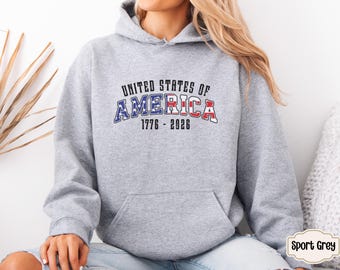 Felpa con cappuccio America 1776-2026, maglione del 4 luglio, grafica patriottica degli Stati Uniti, abbigliamento per il Giorno dell'Indipendenza, 250° anniversario, felpa con cappuccio del Memorial Day