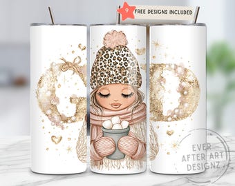 Christian Tumbler Wrap, Faith Coquette Design (20oz Skinny PNG)