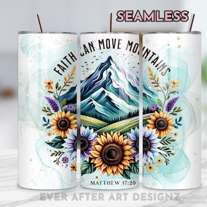 Christian Tumbler Wrap, Sunflower Tumbler, Bible Verse 20 oz Skinny Sublimation Tumbler Design, Sublimation Design Png,Tumbler Png Downloads