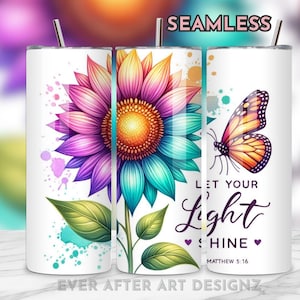 Christian Tumbler Wrap, Sunflower Tumbler, Bible Verse 20 oz Skinny Sublimation Tumbler Design, Sublimation Design Png,Tumbler Png Downloads