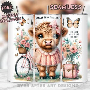 Highland Cow Tumbler Wrap, 20oz Skinny Sublimation Tumbler Design, Affirmation Sublimation Wrap, Floral Inspirational Tumbler PNG Downloads