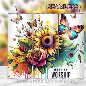 Christian Tumbler Wrap, Sunflower Tumbler, Bible Verse 20 oz Skinny Sublimation Tumbler Design, Sublimation Design Png,Tumbler Png Downloads
