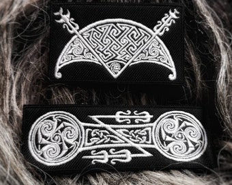 Hilton of Cadboll Embroidered Patches ~ Pictish Crescent and V-Rod Knotwork Art