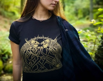 Balor's Banquet Gold T-Shirt ~ Celtic Knotwork, Organic Cotton