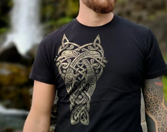 Coppergate Beasts T-Shirt ~ Anglo-Saxon Helmet Knotwork, Organic Cotton