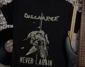 Discharge 'Never Again' T-Shirt ~ Organic Cotton Crust Punk Tee