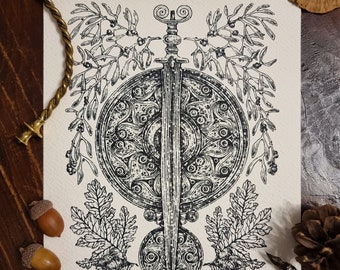 La Tène ~ Celtic Art Print ~ Hand-Pulled Fine Art by Giulia Nasini