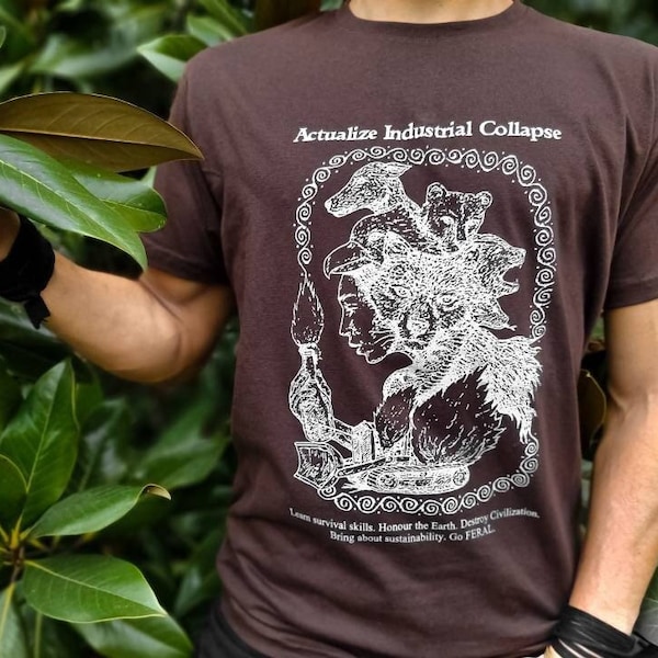 Actualize Industrial Collapse ~ t-shirt (Punk t-shirt/Punk clothes/Punk clothing/Earth First/Anti Civ/Enviroment/Wild/Anarchism/Crust/Metal)