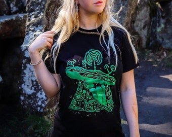 Sorginetxe ~ Organic T-Shirt ~ Megalithic Pagan Art, Hand-Screenprinted