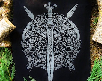 Claiómh a Dhealbhadh ~ backpatch (Celtic t-shirt/Celtic clothing/Celtic clothes/Celtic art/Celtic mythology/Knotwork/Pagan clothes/Sword)