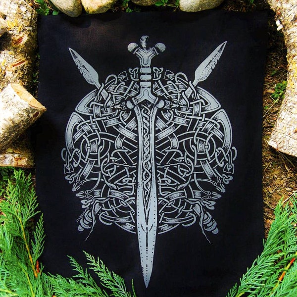 Claiómh a Dhealbhadh ~ backpatch (Celtic t-shirt/Celtic clothing/Celtic clothes/Celtic art/Celtic mythology/Knotwork/Pagan clothes/Sword)