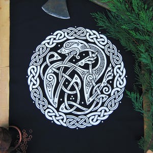 Faoilleach ~ Wolf Backpatch: Celtic Knotwork, Viking Norse Design