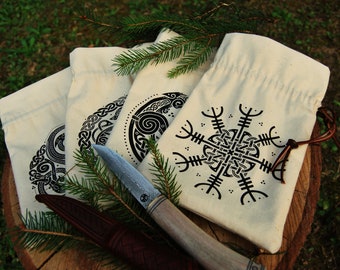 Handmade Bag ~ Celtic or Viking Norse Design, Organic Cotton