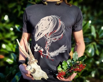 Mari Lwyd T-Shirt ~ Welsh Folklore Organic Cotton Tee