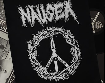 Nausea Band Backpatch ~ Crust Punk DIY Screenprinted Patch